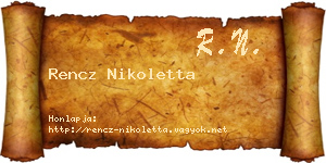 Rencz Nikoletta névjegykártya